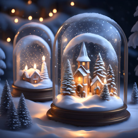 Candlelit Snow Globes christmas wallpaper pictureの素材