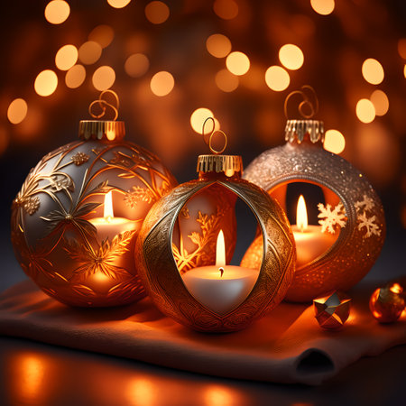 Candlelit Atmosphere christmas red wallpaper pictureの素材
