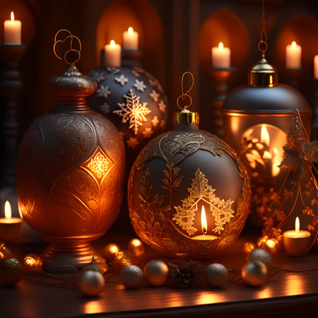Candlelit Atmosphere christmas red wallpaper pictureの素材