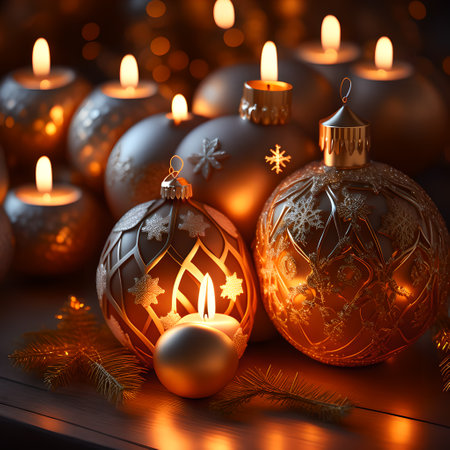 Candlelit Atmosphere christmas red wallpaper pictureの素材