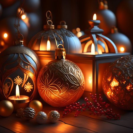 Candlelit Atmosphere christmas red wallpaper pictureの素材