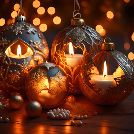 Candlelit Atmosphere christmas red wallpaper pictureの素材