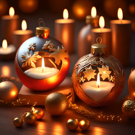 Candlelit Atmosphere christmas red wallpaper pictureの素材