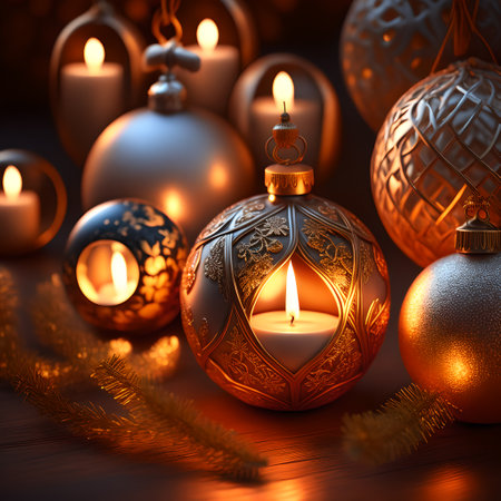 Candlelit Atmosphere christmas red wallpaper pictureの素材