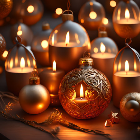 Candlelit Atmosphere christmas red wallpaper pictureの素材