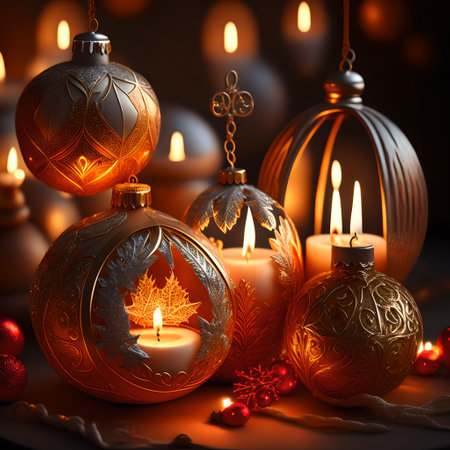 Candlelit Atmosphere christmas red wallpaper pictureの素材