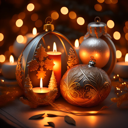 Candlelit Atmosphere christmas red wallpaper pictureの素材