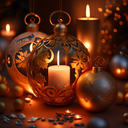 Candlelit Atmosphere christmas red wallpaper pictureの素材