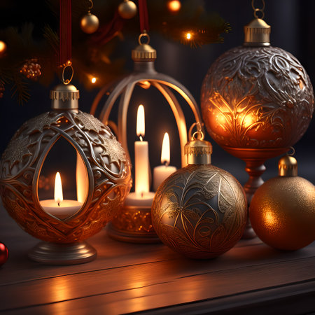 Candlelit Atmosphere christmas red wallpaper pictureの素材