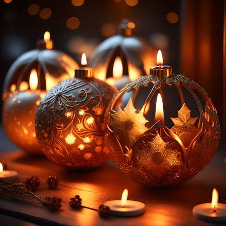 Candlelit Atmosphere christmas red wallpaper pictureの素材