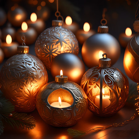 Candlelit Atmosphere christmas red wallpaper pictureの素材