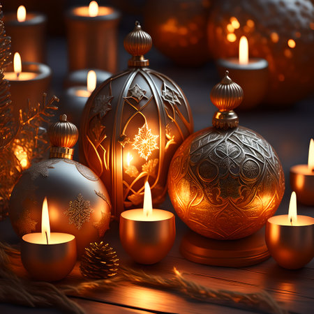 Candlelit Atmosphere christmas red wallpaper pictureの素材