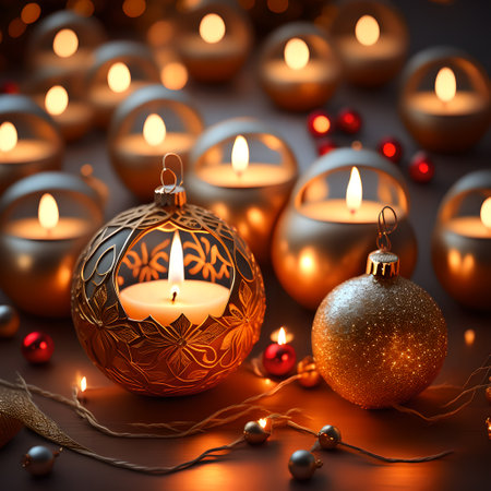 Candlelit Atmosphere christmas red wallpaper pictureの素材