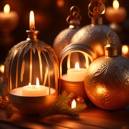 Candlelit Atmosphere christmas red wallpaper pictureの素材