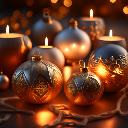 Candlelit Atmosphere christmas red wallpaper pictureの素材