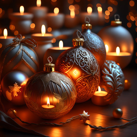 Candlelit Atmosphere christmas red wallpaper pictureの素材