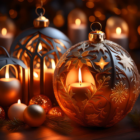 Candlelit Atmosphere christmas red wallpaper pictureの素材