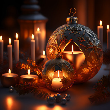 Candlelit Atmosphere christmas red wallpaper pictureの素材
