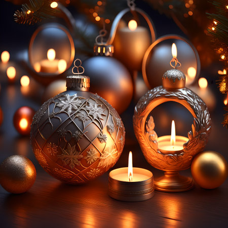 Candlelit Atmosphere christmas red wallpaper pictureの素材