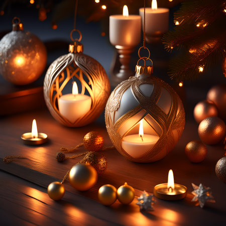 Candlelit Atmosphere christmas red wallpaper pictureの素材