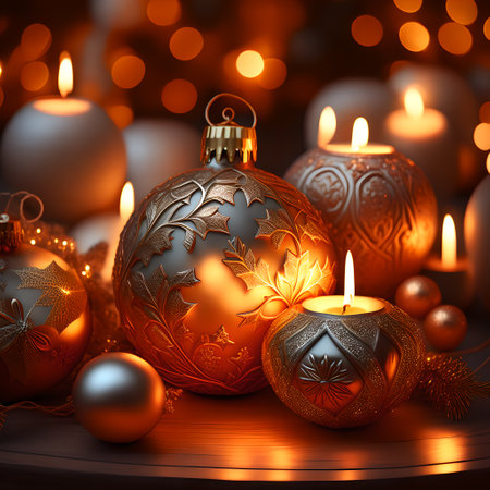 Candlelit Atmosphere christmas red wallpaper pictureの素材
