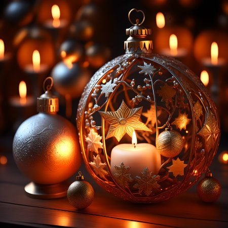 Candlelit Atmosphere christmas red wallpaper pictureの素材