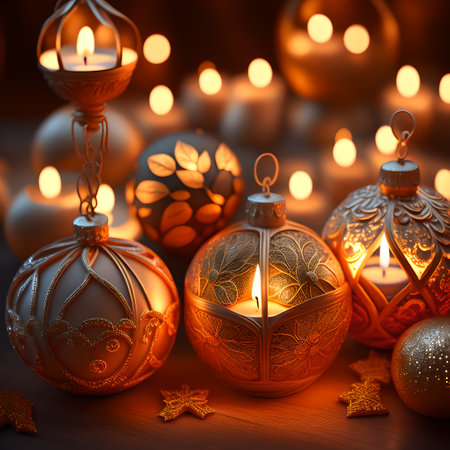 Candlelit Atmosphere christmas red wallpaper pictureの素材