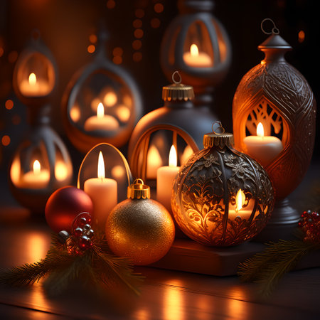 Candlelit Atmosphere christmas red wallpaper pictureの素材