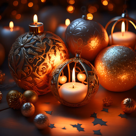 Candlelit Atmosphere christmas red wallpaper pictureの素材