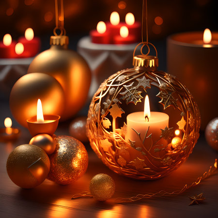 Candlelit Atmosphere christmas red wallpaper pictureの素材