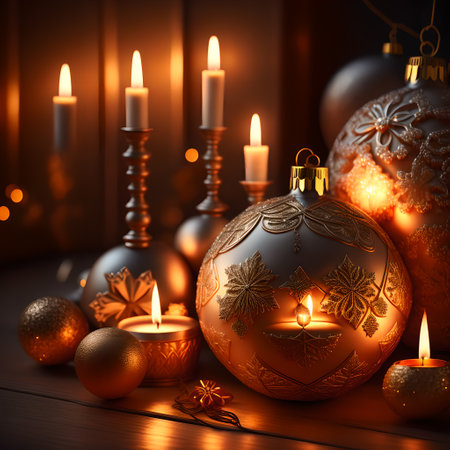 Candlelit Atmosphere christmas red wallpaper pictureの素材