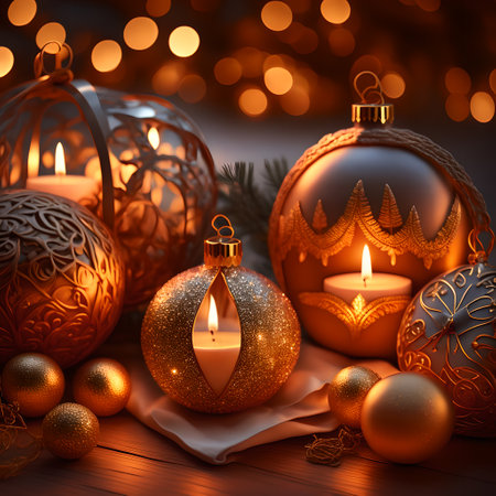 Candlelit Atmosphere christmas red wallpaper pictureの素材