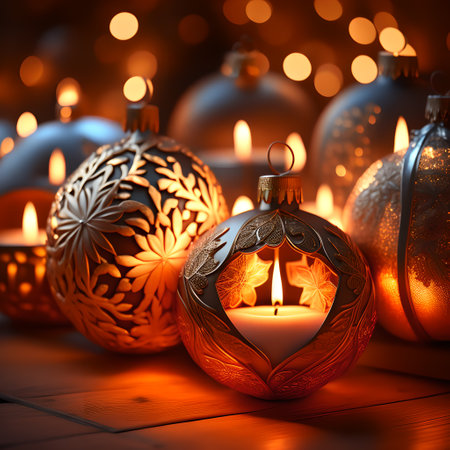 Candlelit Atmosphere christmas red wallpaper pictureの素材