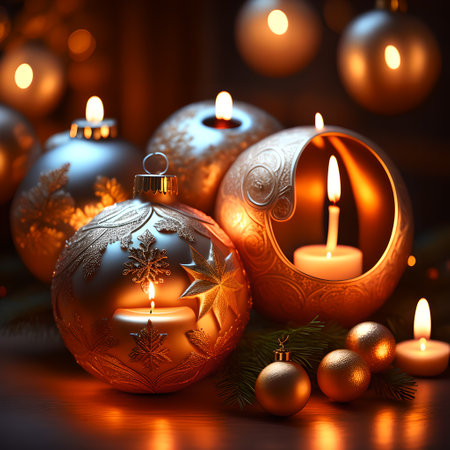 Candlelit Atmosphere christmas red wallpaper pictureの素材