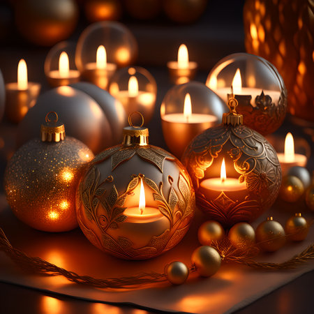 Candlelit Atmosphere christmas red wallpaper pictureの素材