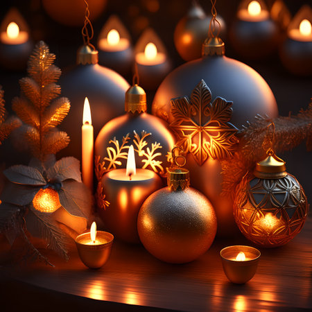 Candlelit Atmosphere christmas red wallpaper pictureの素材