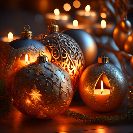 Candlelit Atmosphere christmas red wallpaper pictureの素材