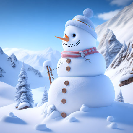 Snowman Hiking Mountains christmas wallpaper pictureの素材