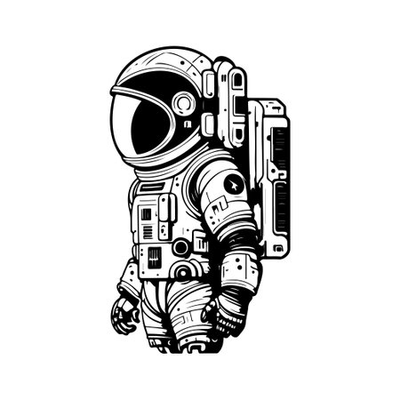 Astronaut Icon hand draw black colour space logo vector element and symbol perfect.のイラスト素材