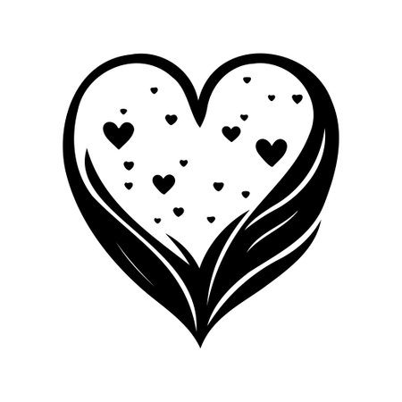Love heart Icon hand draw black valentine logo vector element and symbolのイラスト素材