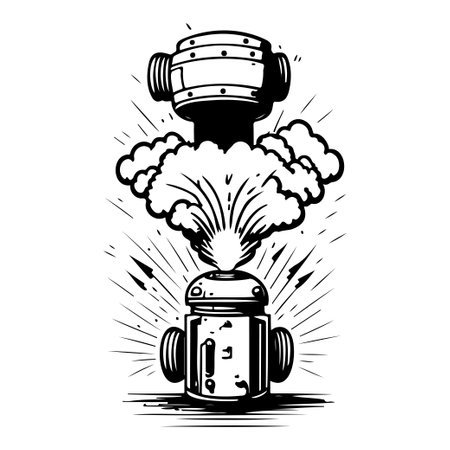 Bomb Icon hand draw black colour army logo vector element and symbolのイラスト素材