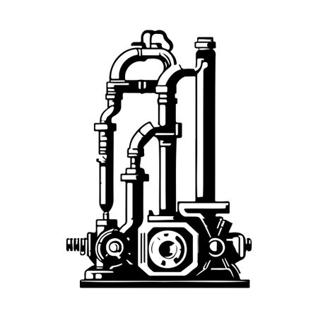 Machine factory Icon hand draw black colour artificial logo vector element and symbolのイラスト素材