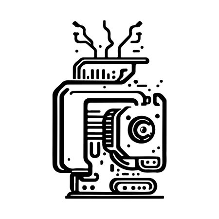 Machine Icon hand draw black colour artificial logo vector element and symbolのイラスト素材