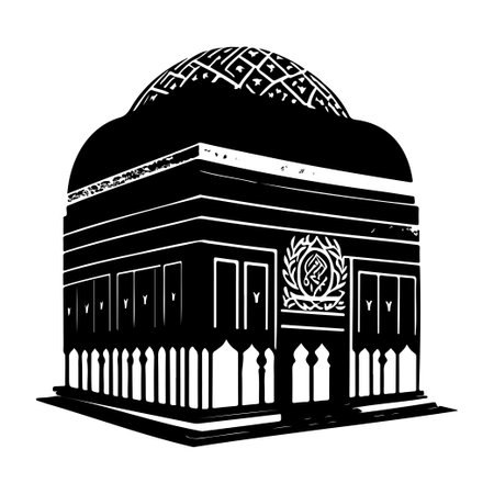 Kaaba Icon hand draw black colour ramadan logo vector element and symbolのイラスト素材