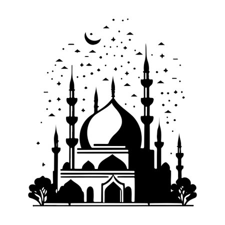Mosque Icon hand draw black colour ramadan logo vector element and symbolのイラスト素材