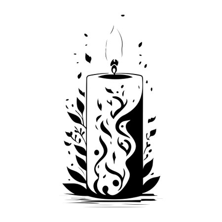 Candle Icon hand draw black colour ramadhan logo vector element and symbolのイラスト素材