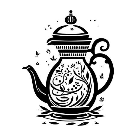 Teapot Icon hand draw black colour ramadhan logo vector element and symbolのイラスト素材