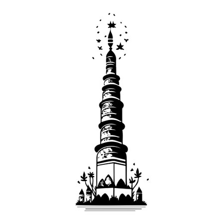 Minaret Icon hand draw black colour ramadhan logo vector element and symbolのイラスト素材