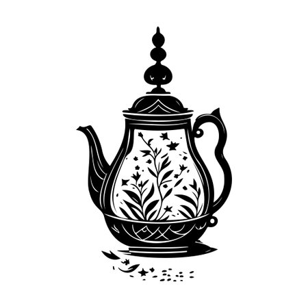 Teapot Icon hand draw black colour ramadhan logo vector element and symbolのイラスト素材