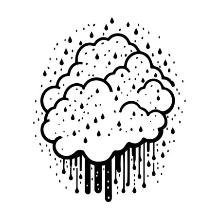 Cloud Icon hand draw black colour winter christmas logo vector element and symbolのイラスト素材